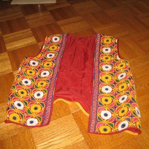 Indian or Pakistani Red Salwar Kameez Punjabi w Embroidered Vest